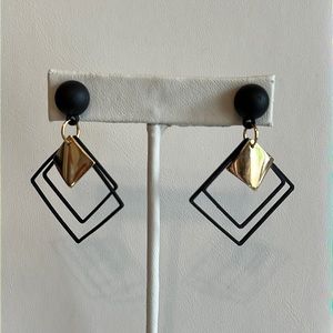 Black & Gold Tone Geometric Earrings